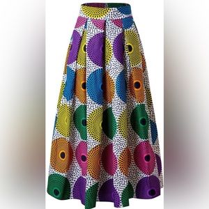 Colorful Pleated Maxi Skirt